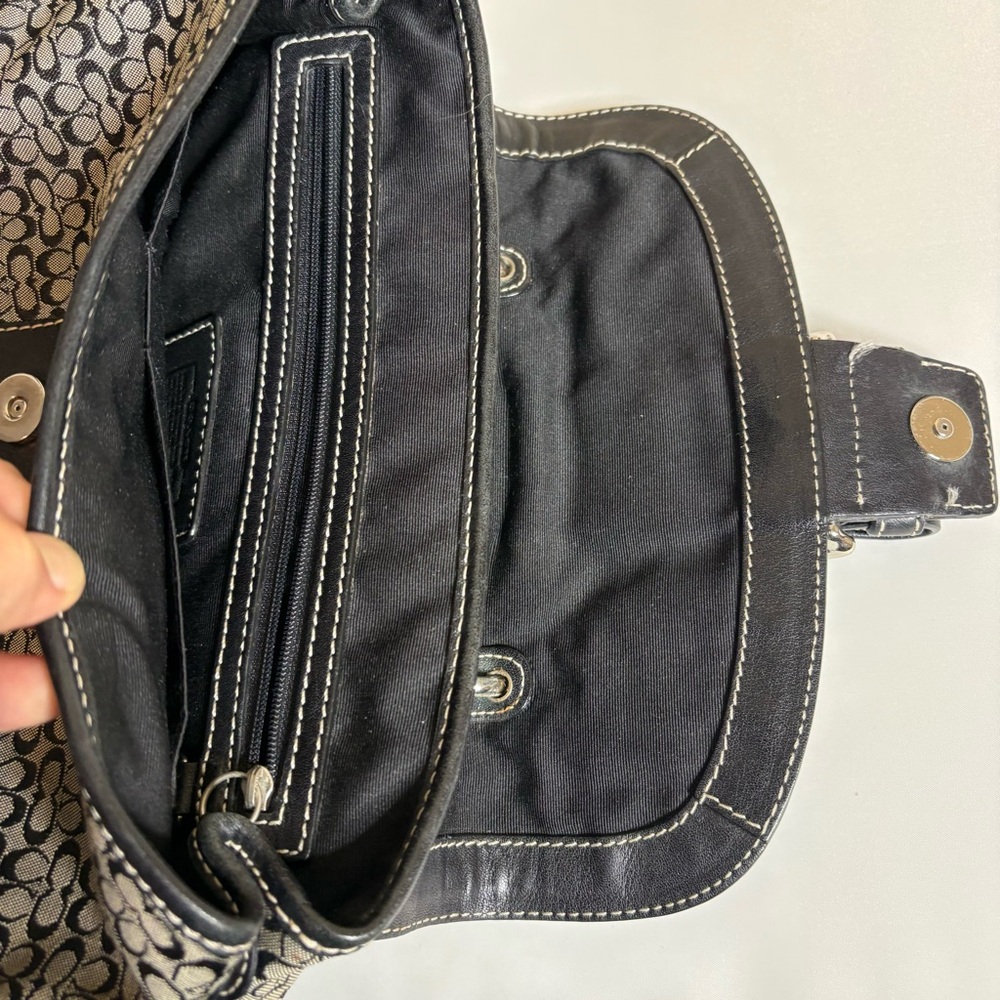 Coach Y2K Vintage SoHo Signature 6349 Shoulder Bag Top Handle Black Gray - Picture 10 of 13